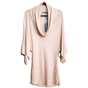 Vertigo Paris rayon cream cowl neck dolman sleeve knit sweater tunic top L NWT